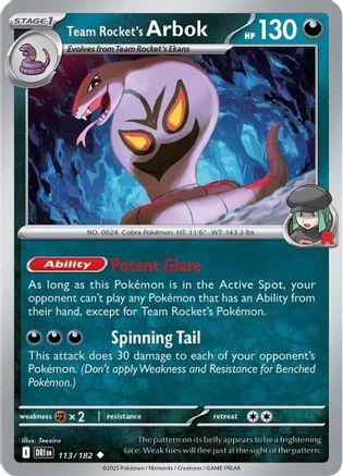 Team Rocket's Arbok (113) Reverse Holofoil - Destined Rivals
