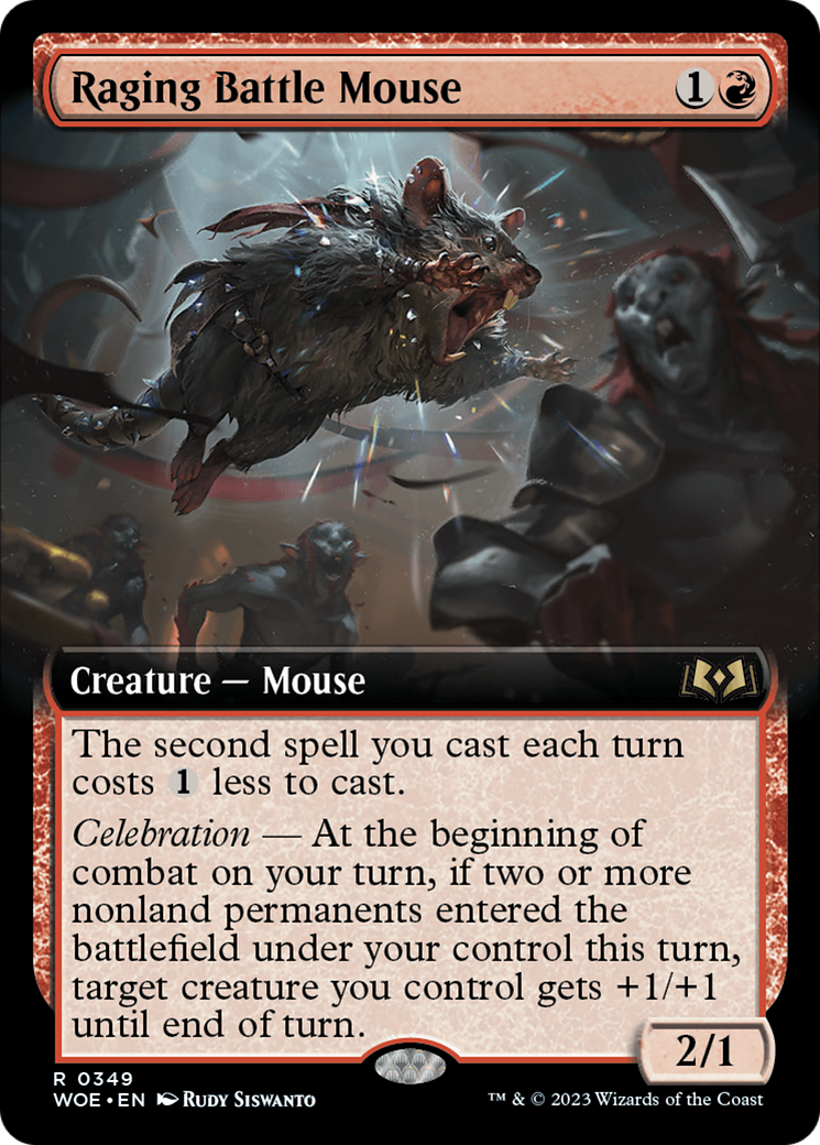 Raging Battle Mouse (Extended Art) (349) Foil - Wilds of Eldraine