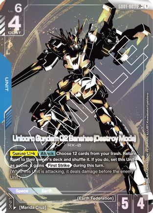 Unicorn Gundam 02 Banshee (Destroy Mode) (LR+) (GD01-003) Holofoil- Newtype Rising