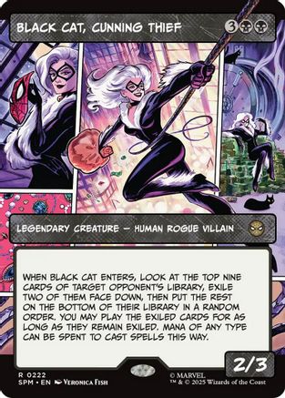 Black Cat, Cunning Thief (Borderless) (222) Foil - Marvel's Spider-Man