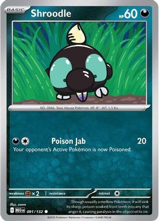 Shroodle (91) Reverse Holofoil - Mega Evolution