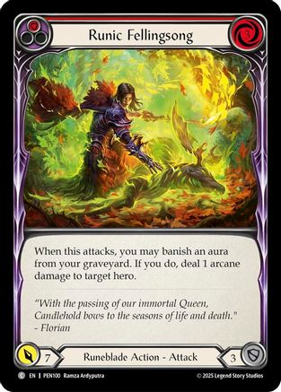 Runic Fellingsong (Red) (PEN100) Rainbow Foil - Compendium of Rathe