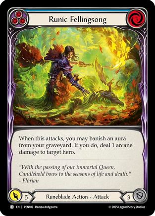 Runic Fellingsong (Blue) (PEN102) Rainbow Foil - Compendium of Rathe