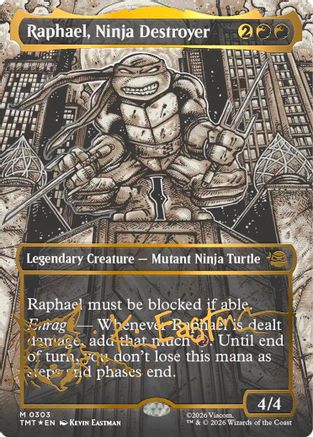 Raphael, Ninja Destroyer (Borderless) (Gold-Stamped Signature) (303) Foil - Teenage Mutant Ninja Turtles
