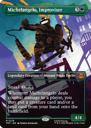 Michelangelo, Improviser (Borderless) (219) Foil - Teenage Mutant Ninja Turtles