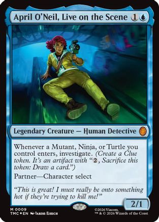 April O'Neil, Live on the Scene (Surge Foil) (009) Foil - Commander: Teenage Mutant Ninja Turtles
