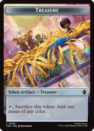 Treasure // Ninja Double-Sided Token (3 // 5) - Commander: Teenage Mutant Ninja Turtles