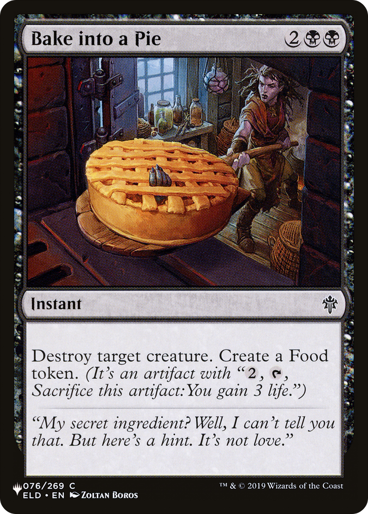 Bake into a Pie (ELD-76) - The List