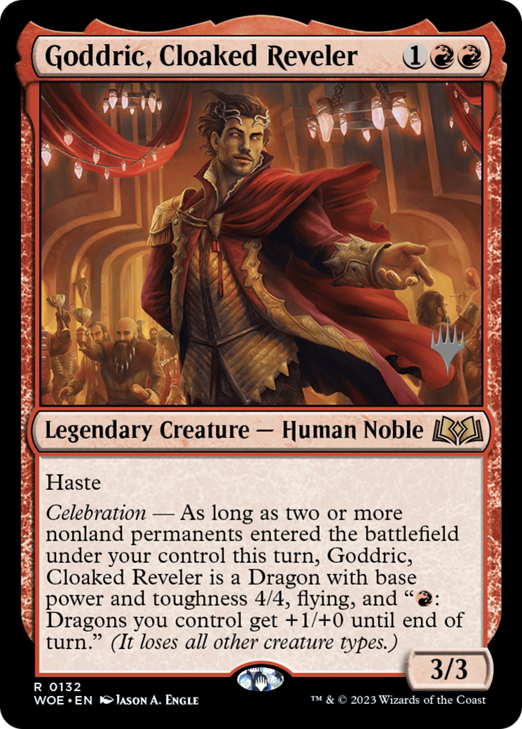 Goddric, Cloaked Reveler (132p) - Wilds of Eldraine Promos