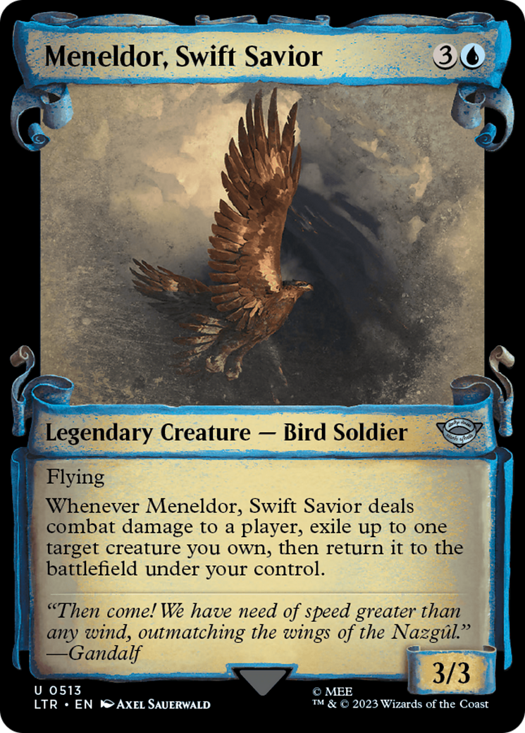 Meneldor, Swift Savior (Showcase Scrolls) (Showcase) (513) Foil - The Lord of the Rings: Tales of Middle-earth
