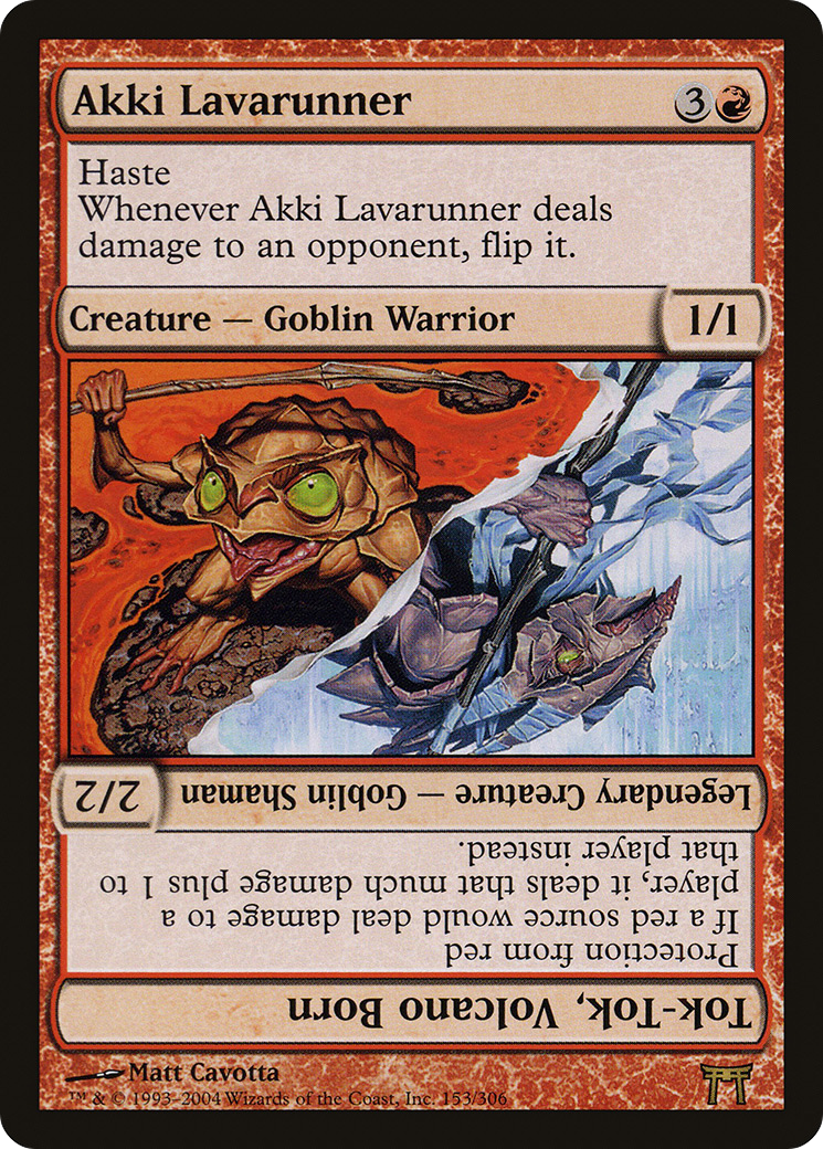 Akki Lavarunner // Tok-Tok, Volcano Born (153) Foil - Champions of Kamigawa