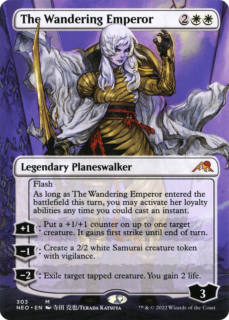 The Wandering Emperor (Borderless) (303) Foil - Kamigawa: Neon Dynasty