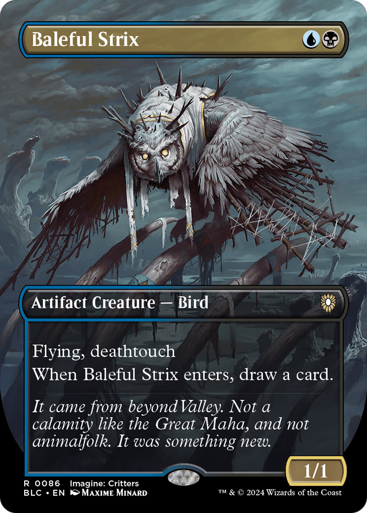 Baleful Strix (Borderless) (086) Foil - Bloomburrow Commander