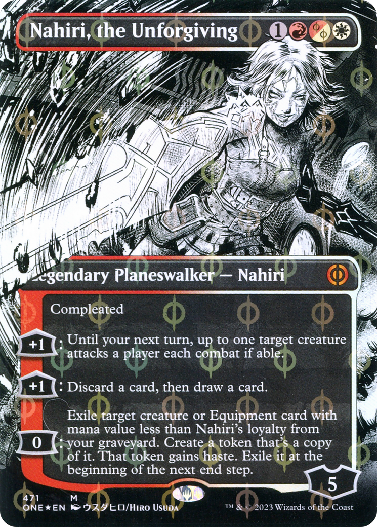 Nahiri, the Unforgiving (Borderless) (Step-and-Compleat Foil) (Showcase) (471) Foil - Phyrexia: All Will Be One