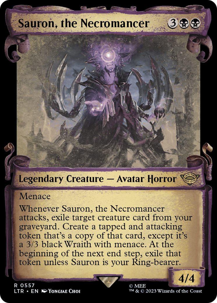 Sauron, the Necromancer (Showcase Scrolls) (Showcase) (557) Foil - The Lord of the Rings: Tales of Middle-earth