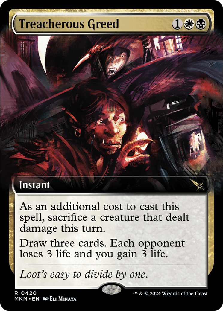 Treacherous Greed (Extended Art) (420) Foil - Murders at Karlov Manor