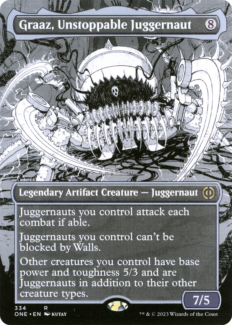 Graaz, Unstoppable Juggernaut (Borderless) (Showcase) (334) - Phyrexia: All Will Be One