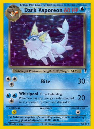 Dark Vaporeon (9) Reverse Holofoil - Legendary Collection