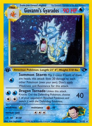 Giovanni's Gyarados (5) (1st Edition) Holofoil - Gym Challenge
