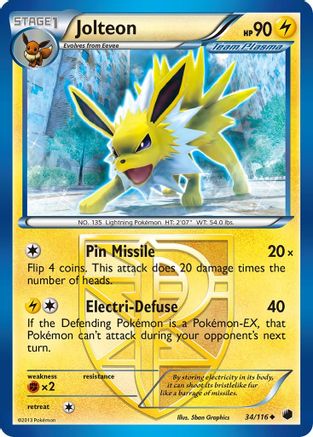 Jolteon (Team Plasma) (34) Reverse Holofoil - Plasma Freeze
