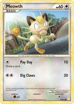 Meowth (75) Reverse Holofoil - HeartGold SoulSilver