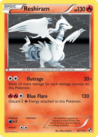 Reshiram (26) Reverse Holofoil - Black and White