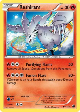 Reshiram (17) Reverse Holofoil - Plasma Freeze
