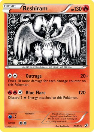 Reshiram (28) Reverse Holofoil - Legendary Treasures