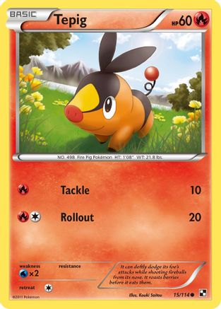 Tepig (15) Reverse Holofoil - Black and White