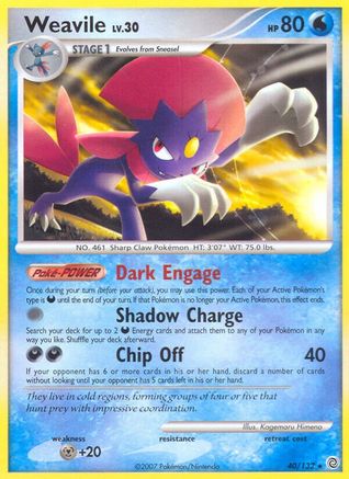 Weavile (40) Reverse Holofoil - Secret Wonders