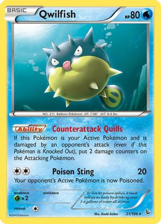 Qwilfish (21) Reverse Holofoil - XY Flashfire