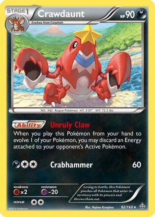Crawdaunt (92) Reverse Holofoil - XY Primal Clash