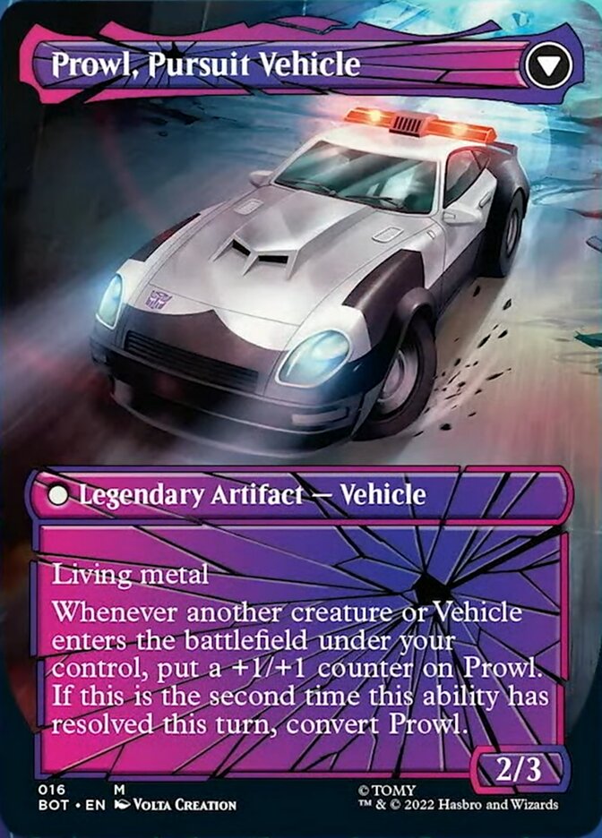 Prowl, Stoic Strategist // Prowl, Pursuit Vehicle (Shattered Glass) (016) Foil - Transformers