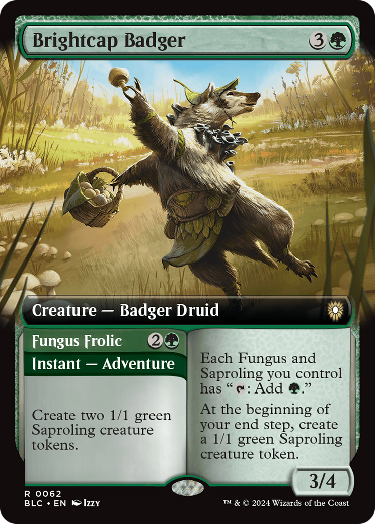 Brightcap Badger (Extended Art) (062) - Bloomburrow Commander