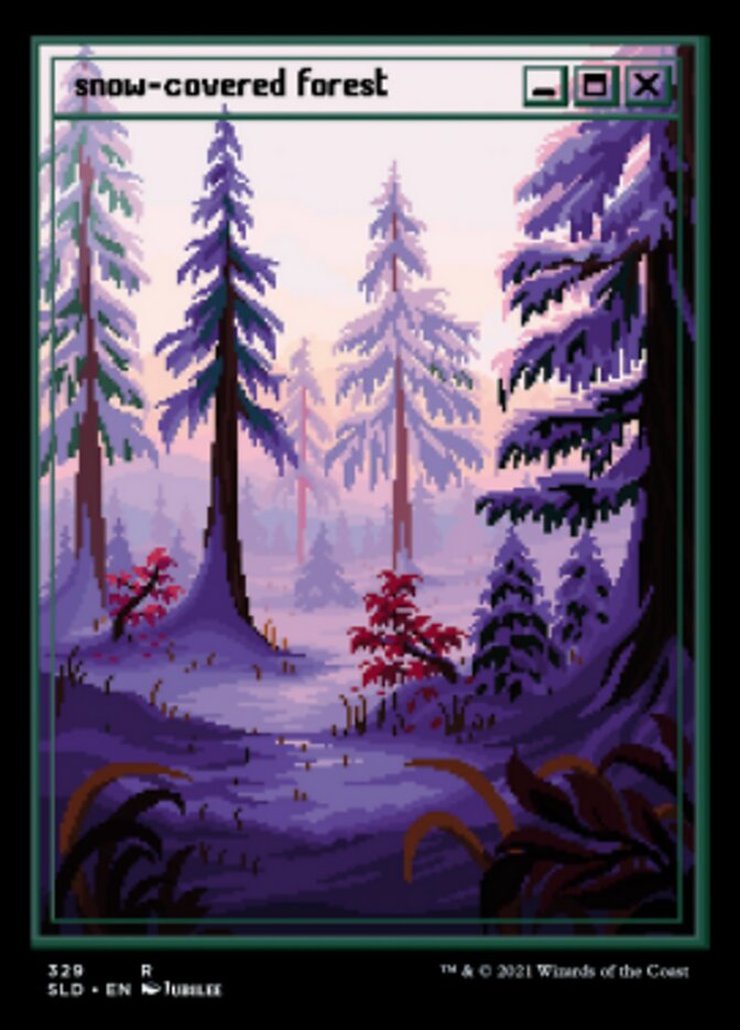 Snow-Covered Forest (PixelSnowLands.jpg) (Foil Etched) (329) Foil - Secret Lair Drop Series