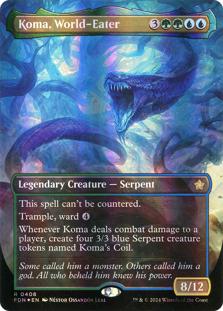 Koma, World-Eater (Borderless) (Mana Foil) (408) Foil - Foundations