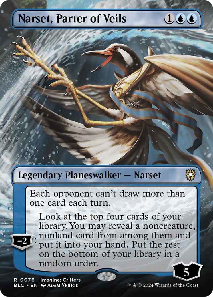 Narset, Parter of Veils (Borderless) (076) Foil - Bloomburrow Commander