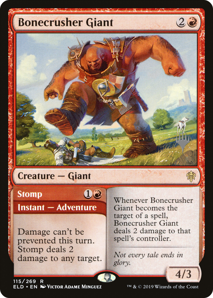 Bonecrusher Giant // Stomp (115p) Foil - Throne of Eldraine Promos
