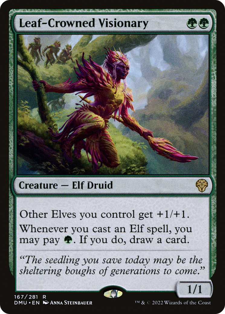 Leaf-Crowned Visionary (167) - Dominaria United