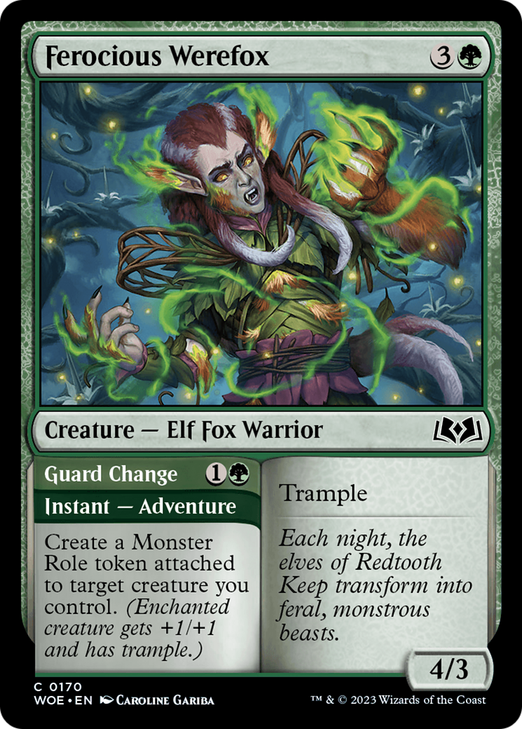 Ferocious Werefox // Guard Change (170) Foil - Wilds of Eldraine