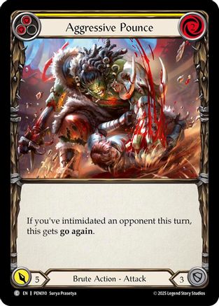 Aggressive Pounce (Yellow) (PEN010) Rainbow Foil - Compendium of Rathe