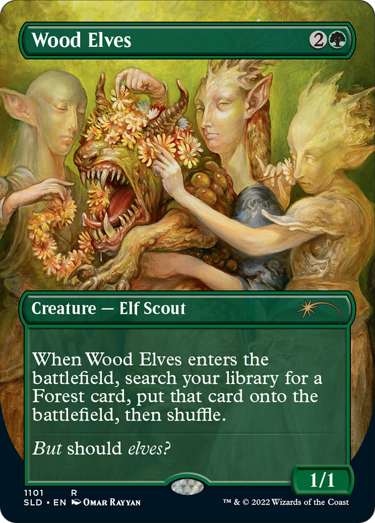 Wood Elves (Borderless) (1101) Foil - Secret Lair Drop