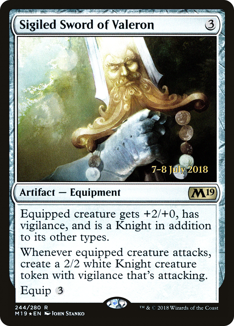 Sigiled Sword of Valeron (244s) Foil - Core Set 2019 Promos