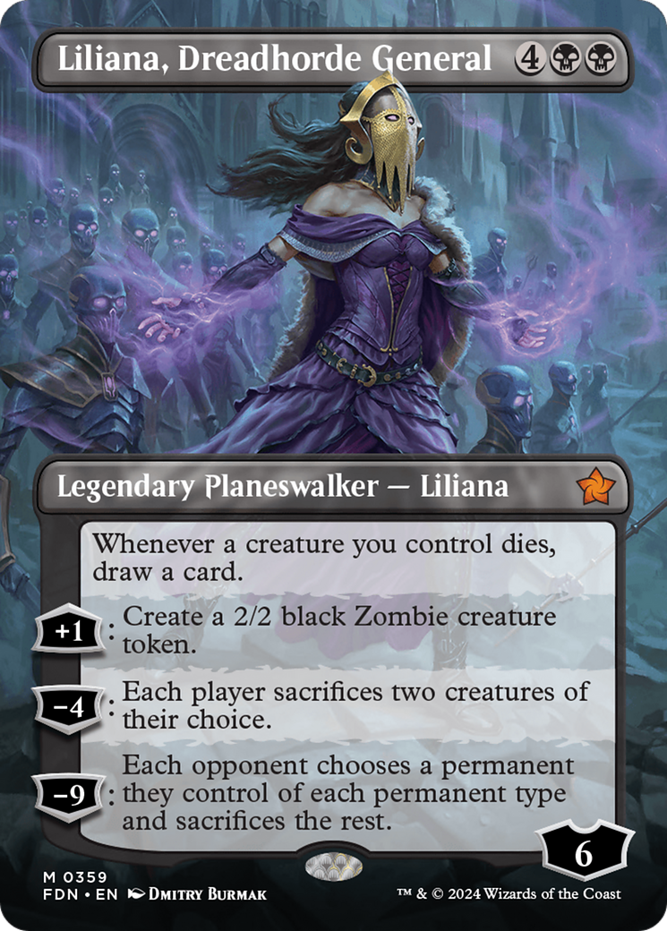 Liliana, Dreadhorde General (Borderless) (359) Foil - Foundations