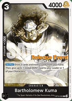 Bartholomew Kuma (OP16-093) Release Event Cards