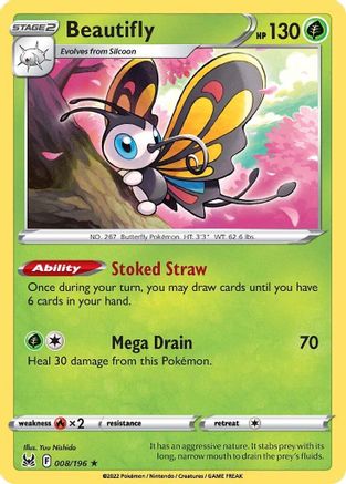 Beautifly (8) Reverse Holofoil - Lost Origin