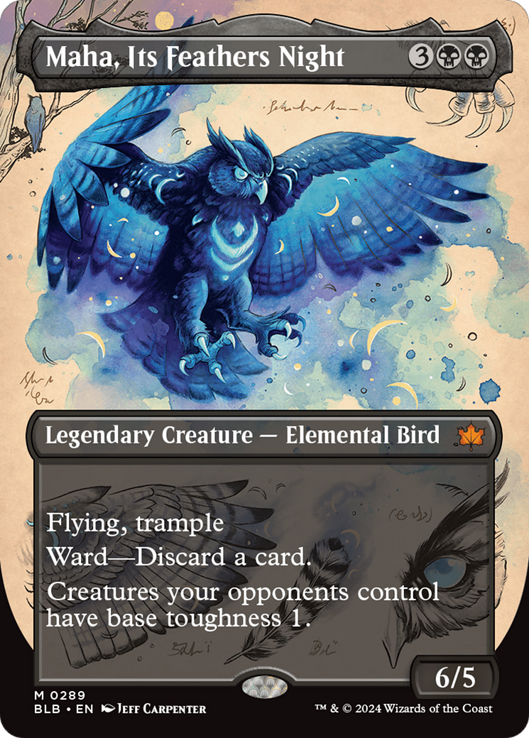 Maha, Its Feathers Night (Borderless) (Showcase) (289) Foil - Bloomburrow