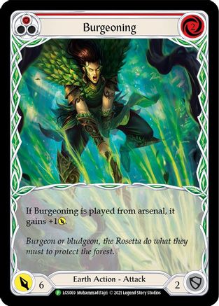 Burgeoning (Red) (Extended Art) (LGS069) Rainbow Foil - Flesh and Blood: Promo Cards