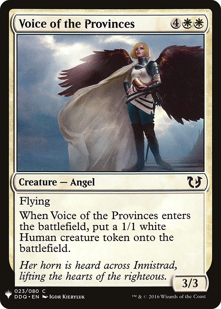 Voice of the Provinces (DDQ-23) - The List