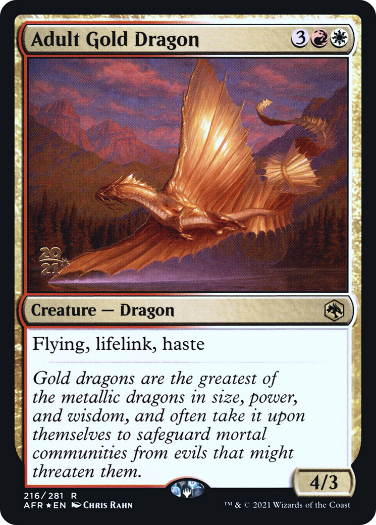 Adult Gold Dragon (216s) Foil - Adventures in the Forgotten Realms Promos